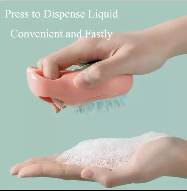 Silicon Bath Pet Body Brush Hair Shower Scrubber Gel Dispenser Soft Massager2PCS