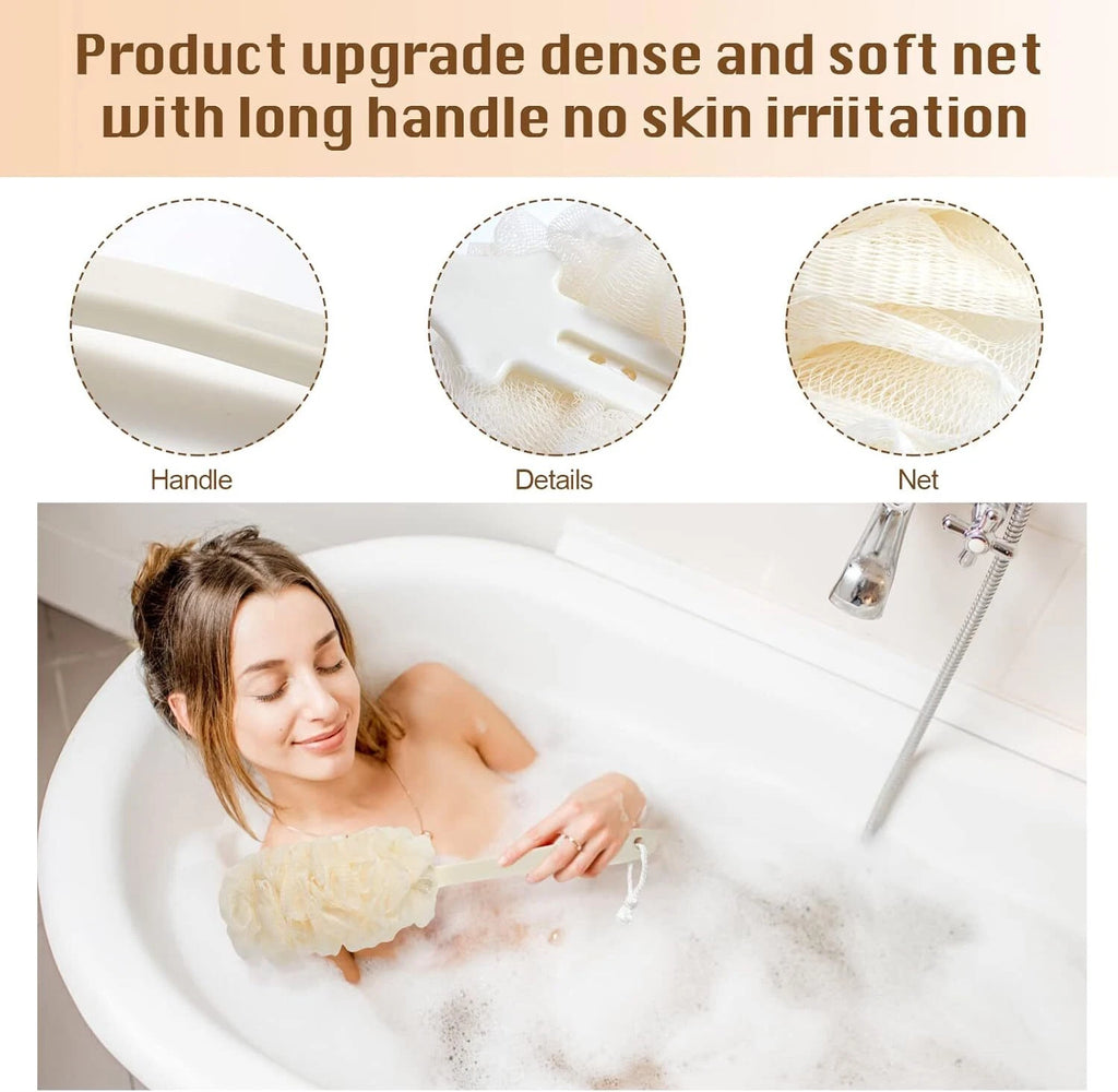 2x Back Scrubber for Shower Loofah Sponge Shower Brush Exfoliating & Long Handle
