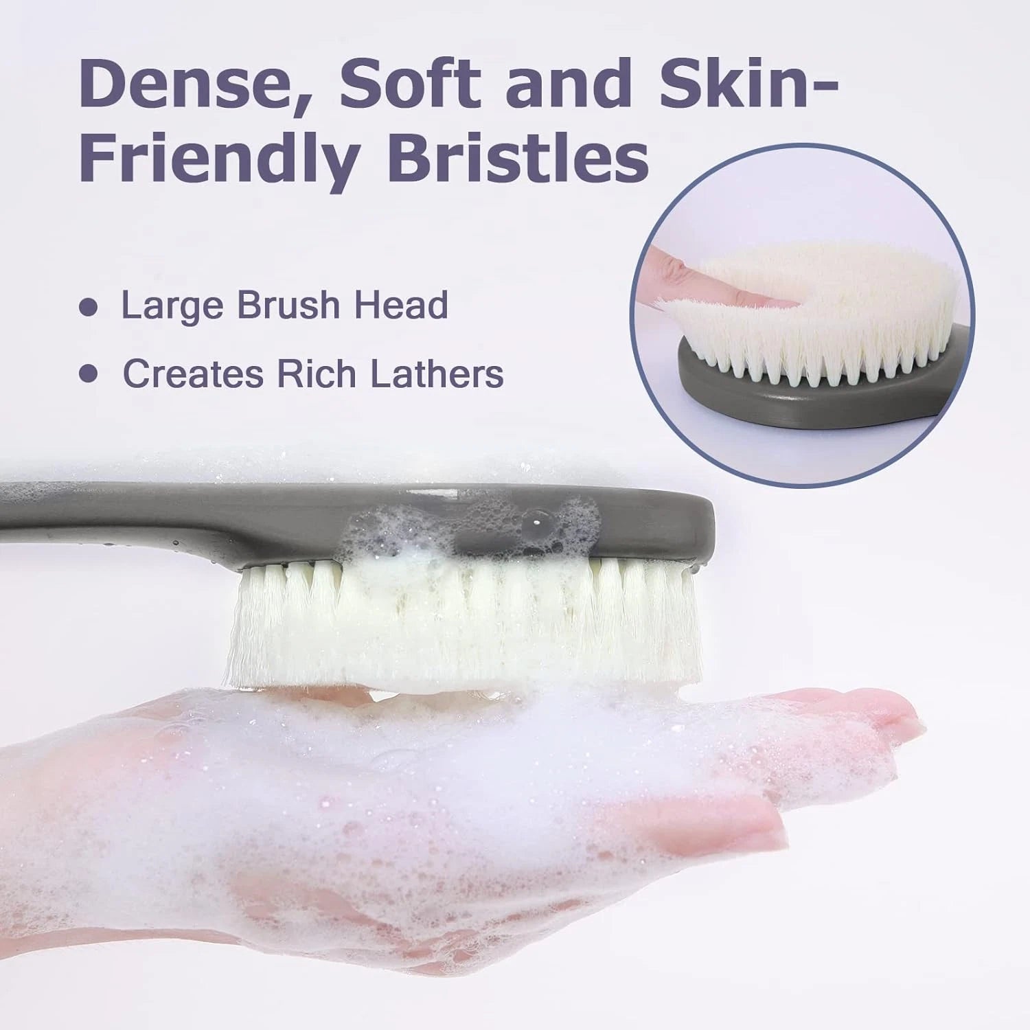 Body Back Scrubber – 17'' Long Handle Shower Brush, Durable Exfoliator