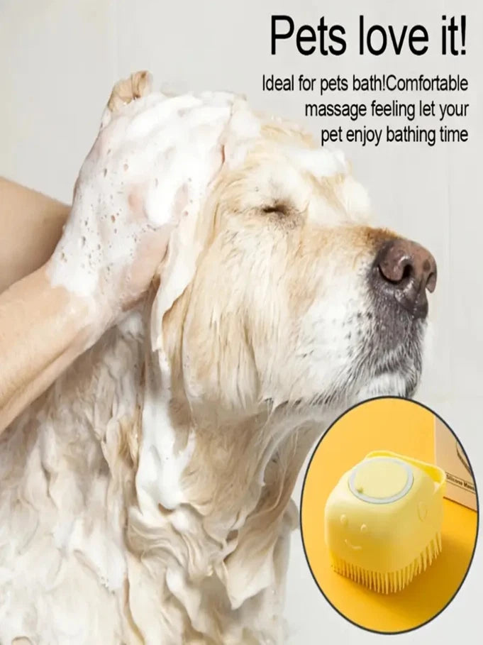 1 PC Pet Bath Brush - Built-In Soap Reservoir, Perfect for Easy Cat & Dog - NEW