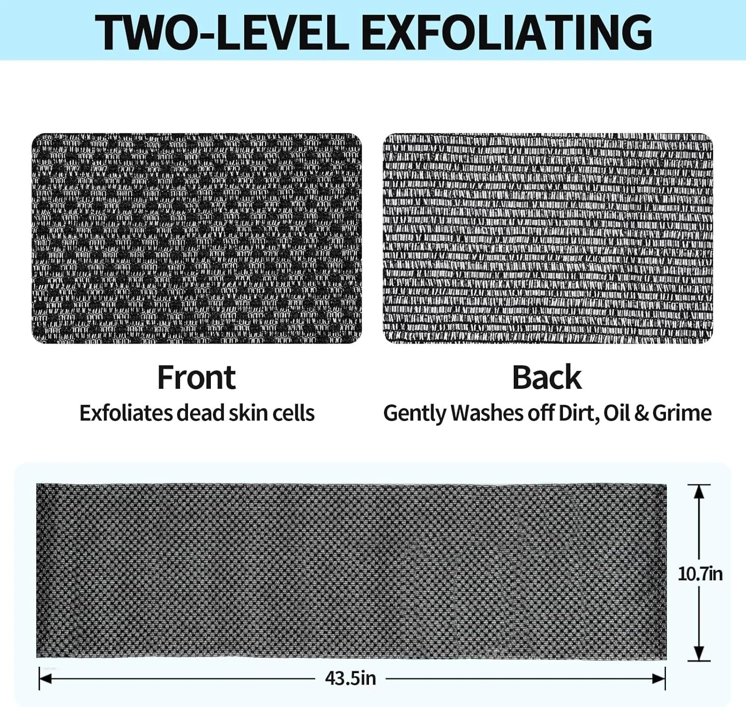Exfoliating Washcloth Shower Towels, Premium Japanese Body Black