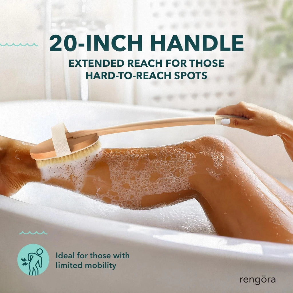Long Handle Bath Brush for Shower - 20 inch - Back Brush, Shower Brush Back D...
