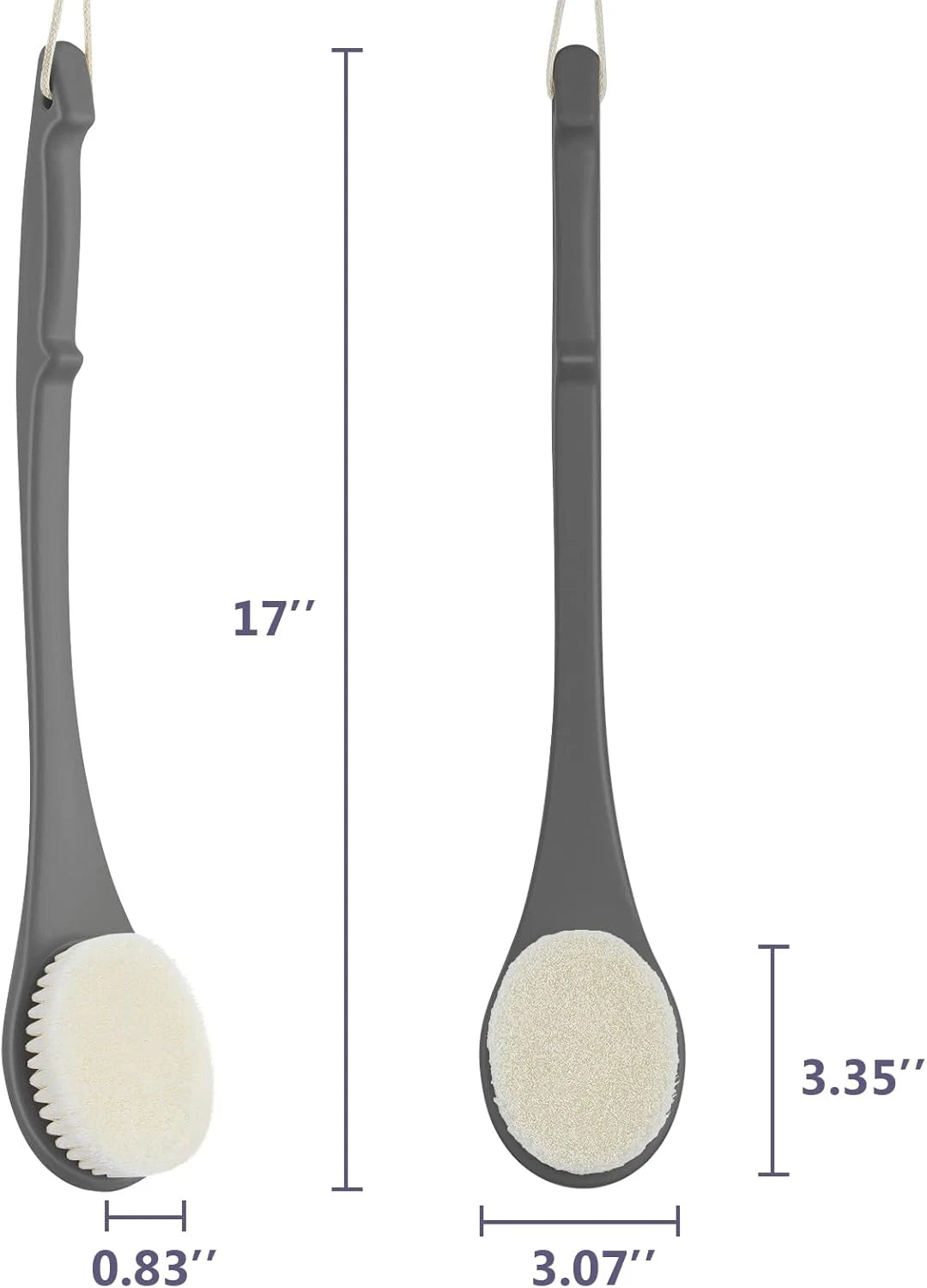 Body Back Scrubber – 17'' Long Handle Shower Brush, Durable Exfoliator