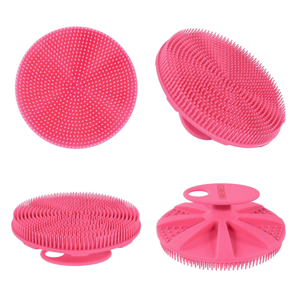 Food-Grade Soft Silicone Body Scrubber Shower Brush W/ Gentle Exfoliating Pink