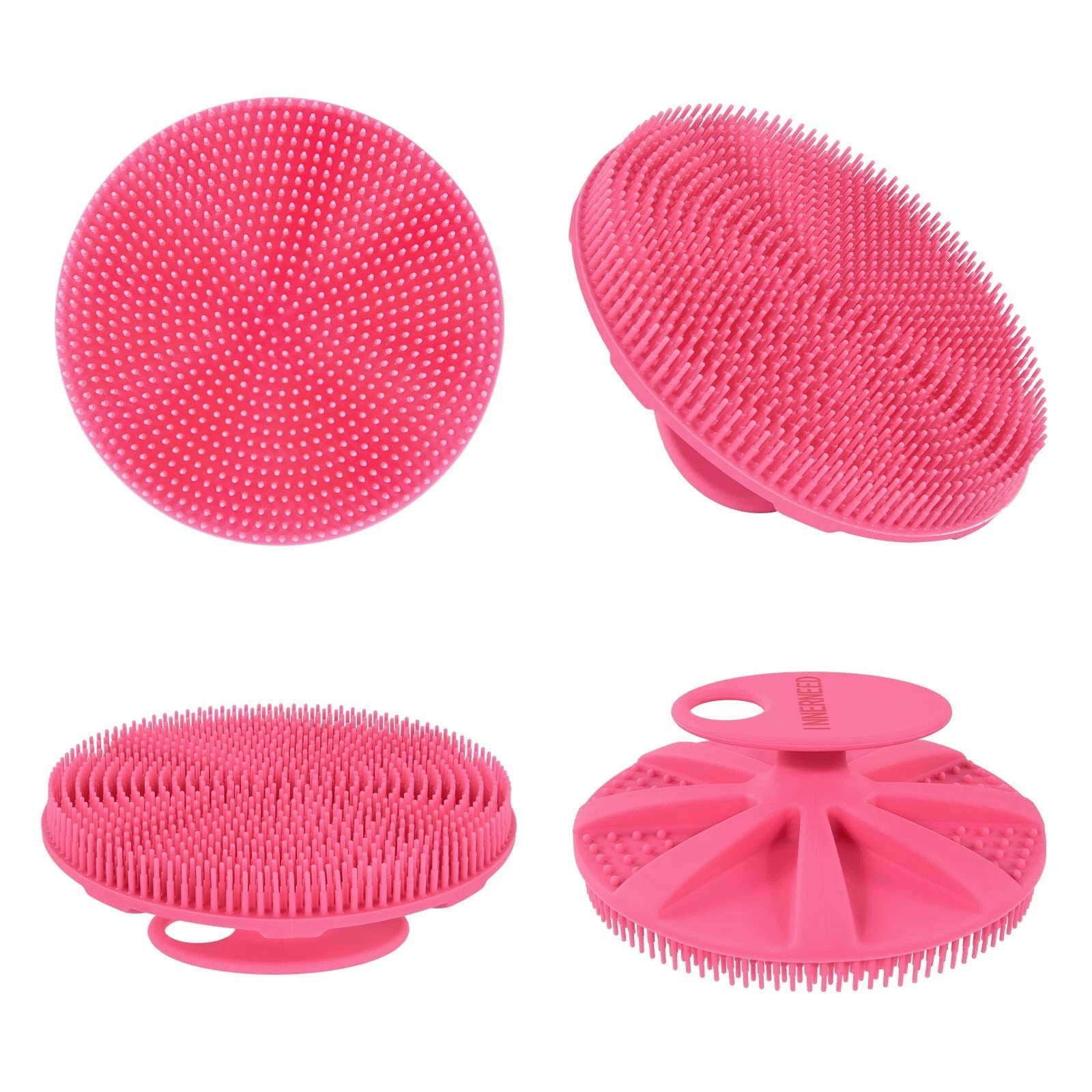 Food-Grade Soft Silicone Body Scrubber Shower Brush W/ Gentle Exfoliating Pink