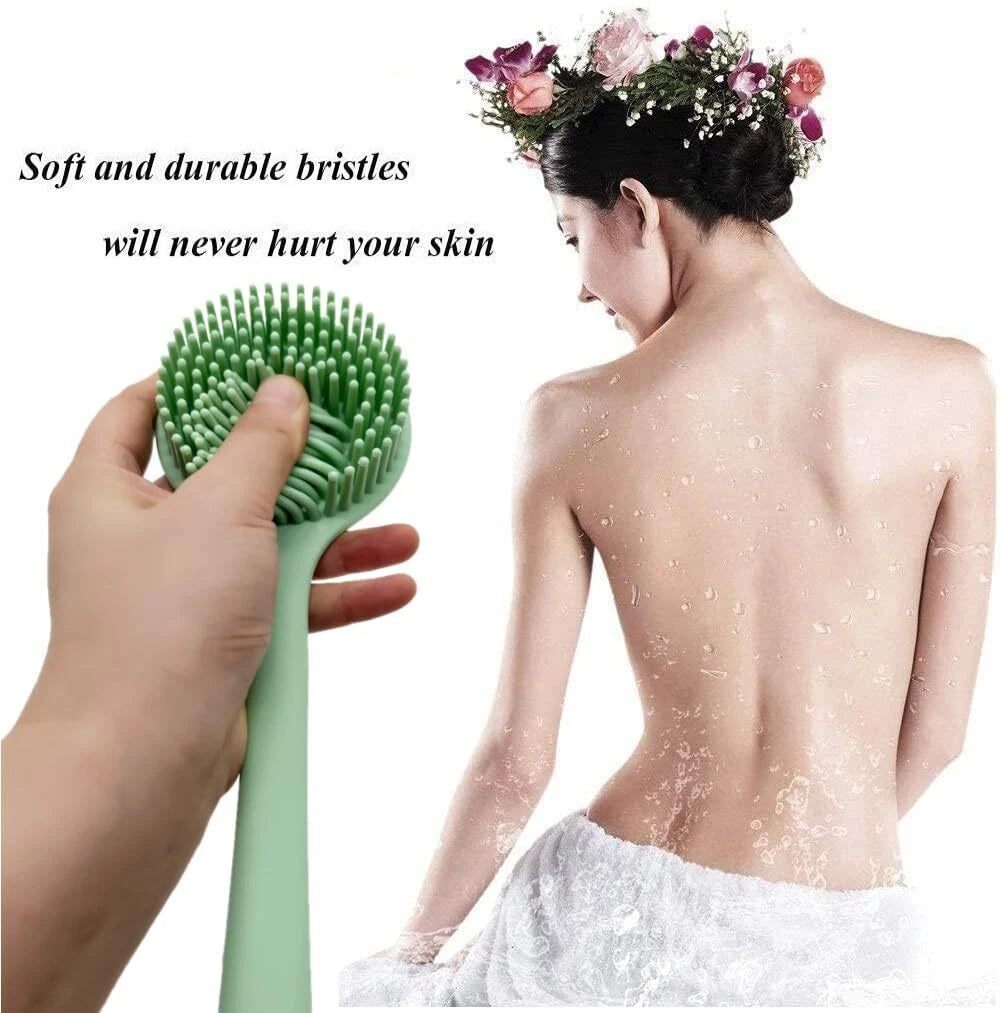 Silicone Body Scrubber - Long Handle Exfoliating Shower Brush for Men Women &...