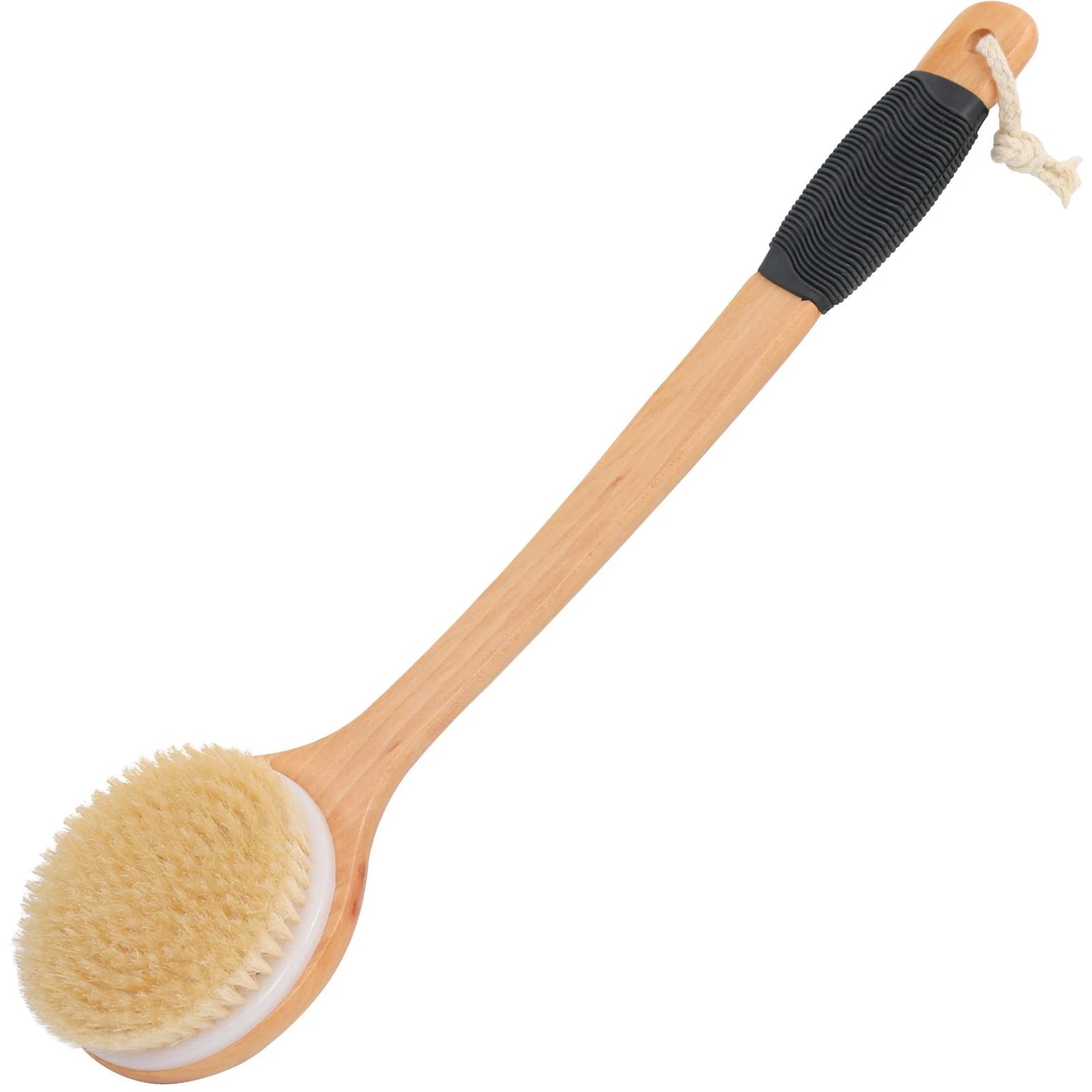 Round Head Back Scrub Brush for Body Shower, Wooden Long Handle Bristles Tub ...