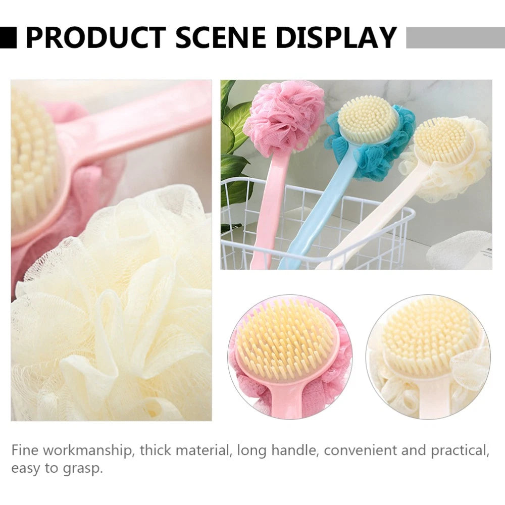 2 Pcs Back Rub Bath Brush Elderly Body Shower Scrubber Exfoliator Washing for