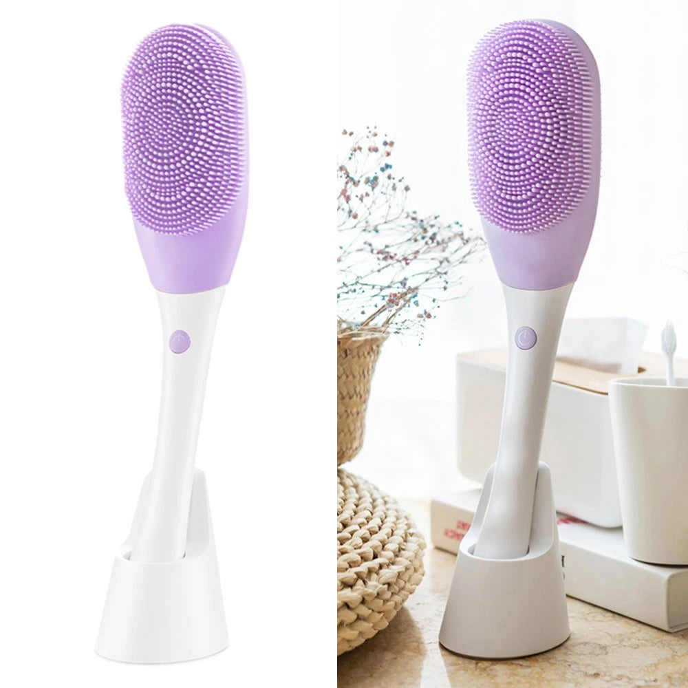 Electric Massage Body Bath Brush Silicone Shower Brush Waterproof Back Scrubber