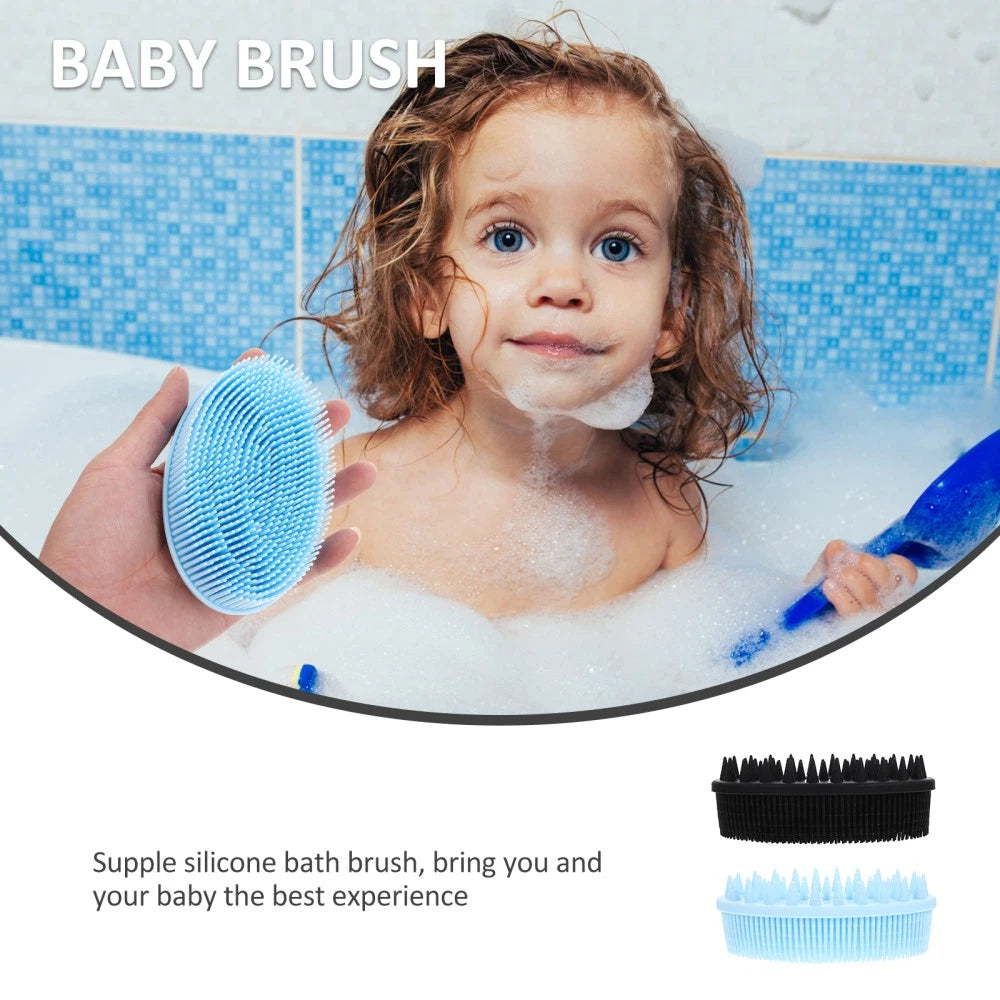 2 Pcs Bath Brush Baby Man Body Brushes for Shower Silicone Scrubber with Handle