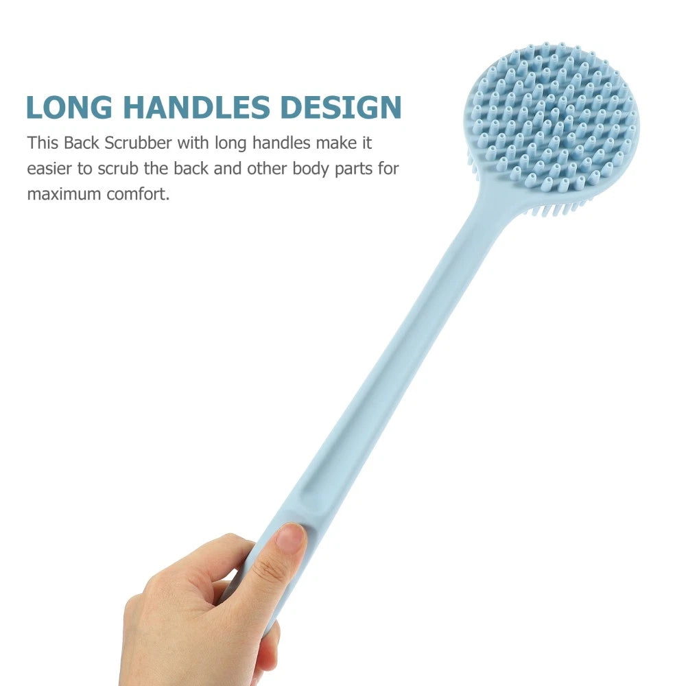 Silicone Bath Brush Man Back Cleaning Scrubber Long Handle Shower for