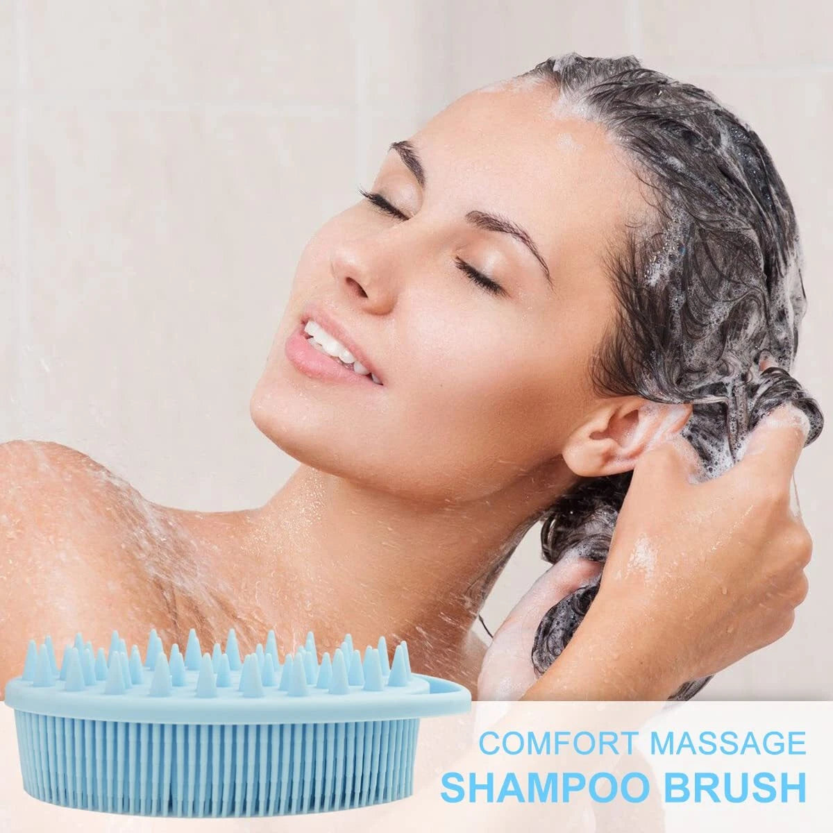 2-In-1 Silicone Body Scrubber and Hair Shampoo Brush Exfoliating Body Scrub 1Pc