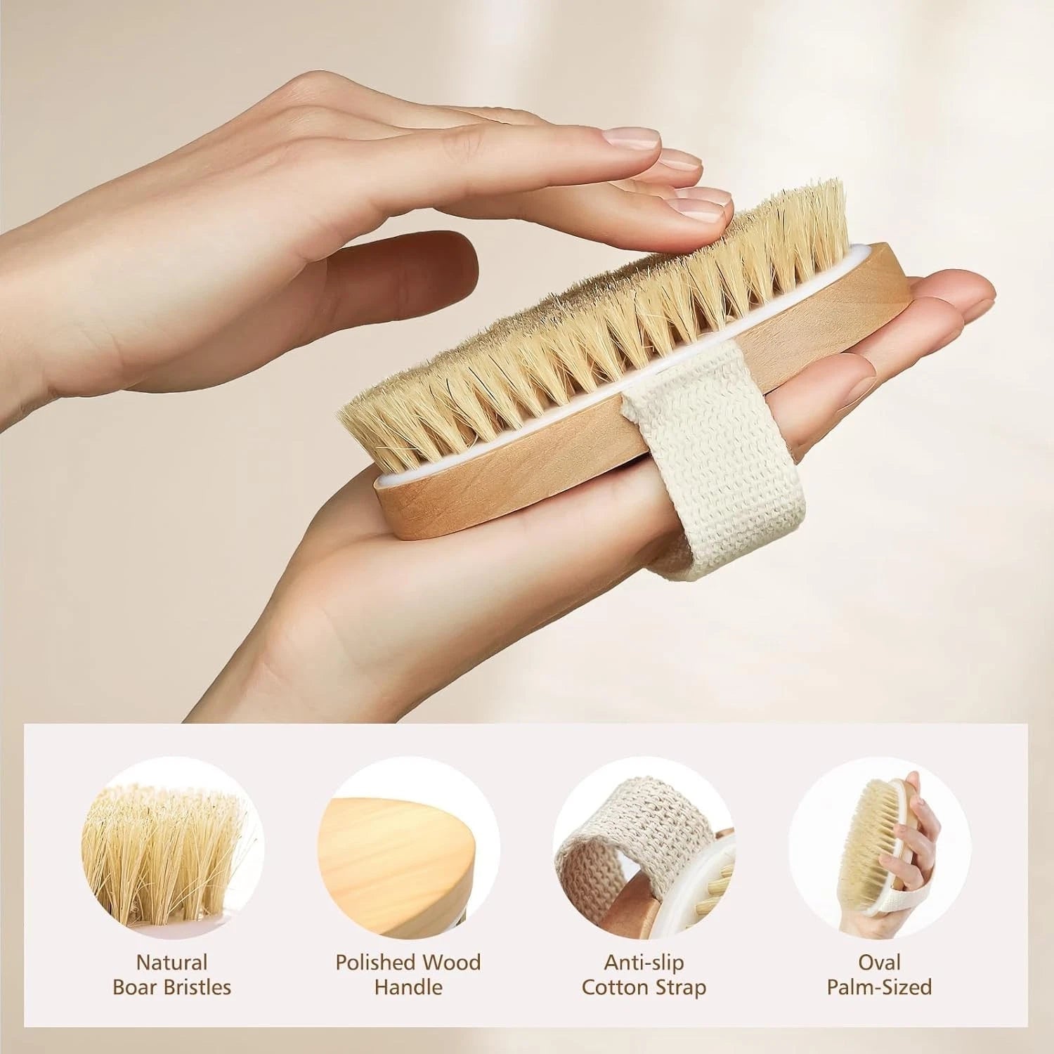 Dry Brushing Body Brush, Natural Bristle Exfoliating Brush for Skin & Cellulite