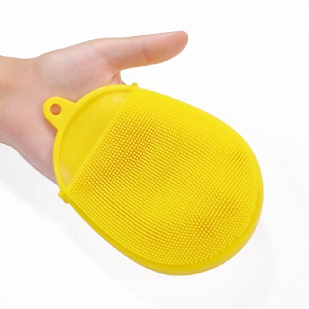 Yellow Silicone Body Shower Brush Silicone Bath Brush Silicone Shower Loofah