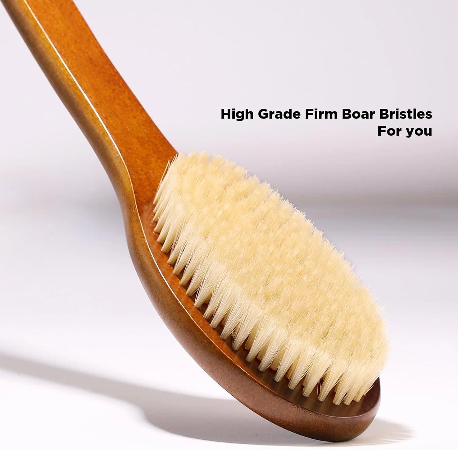 Bath Brush Exfoliating Long Handle Shower Scrubber Back Brush Boar Bristles