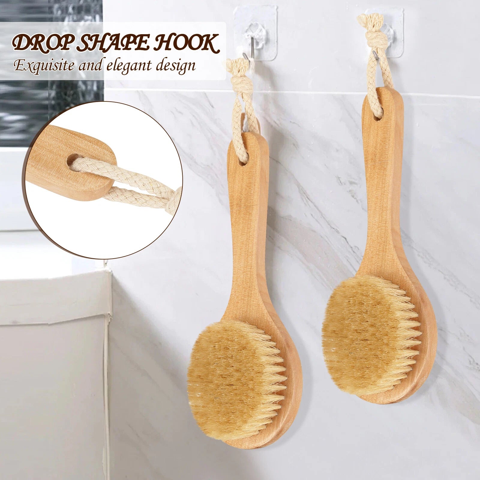 Dry Brushing Body Brush Wood Shower Bath Back Brush Skin Massage Scrubber Spa