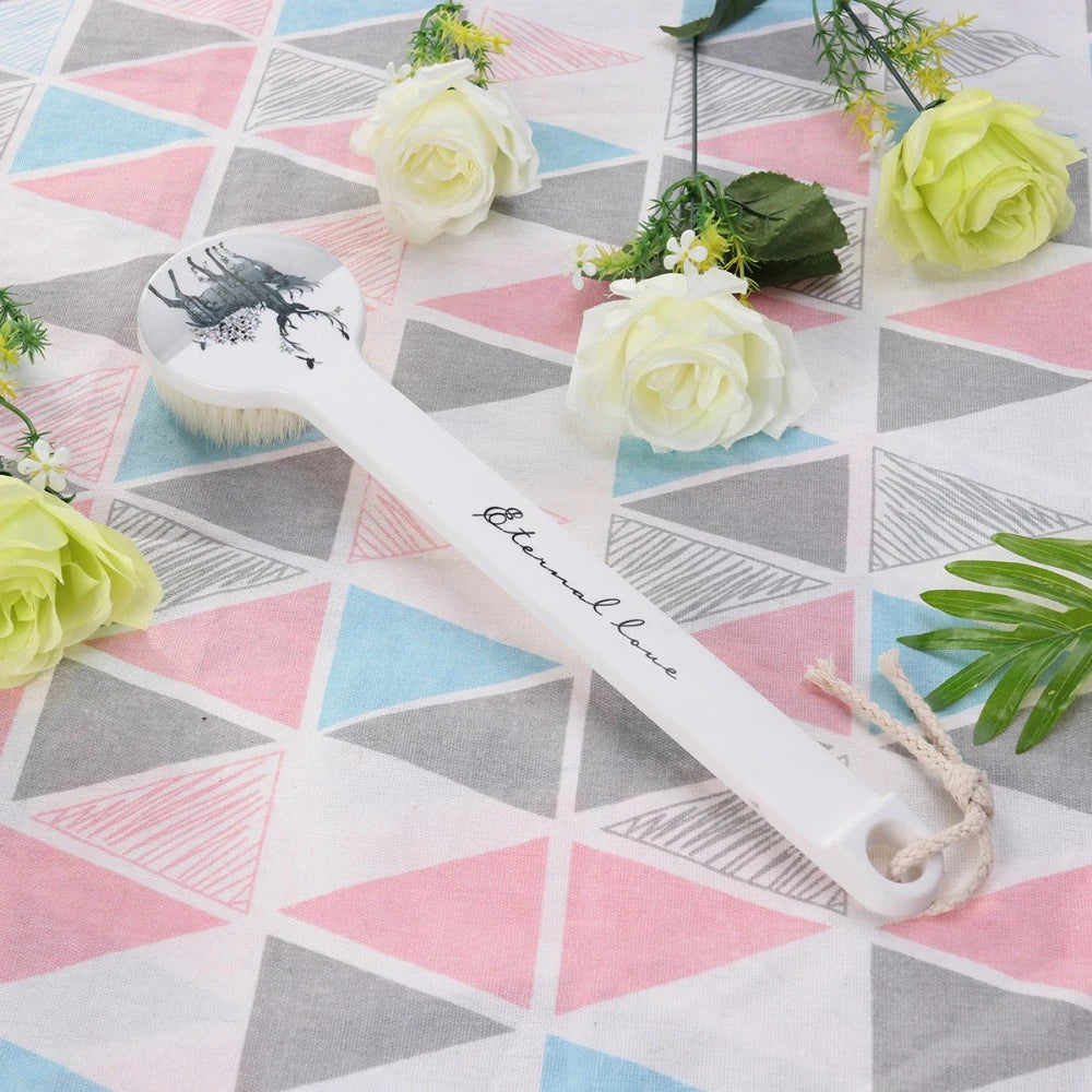 Long Handle Bath Scrubber Printed Body Brush Exfoliating Shower Brush ( )