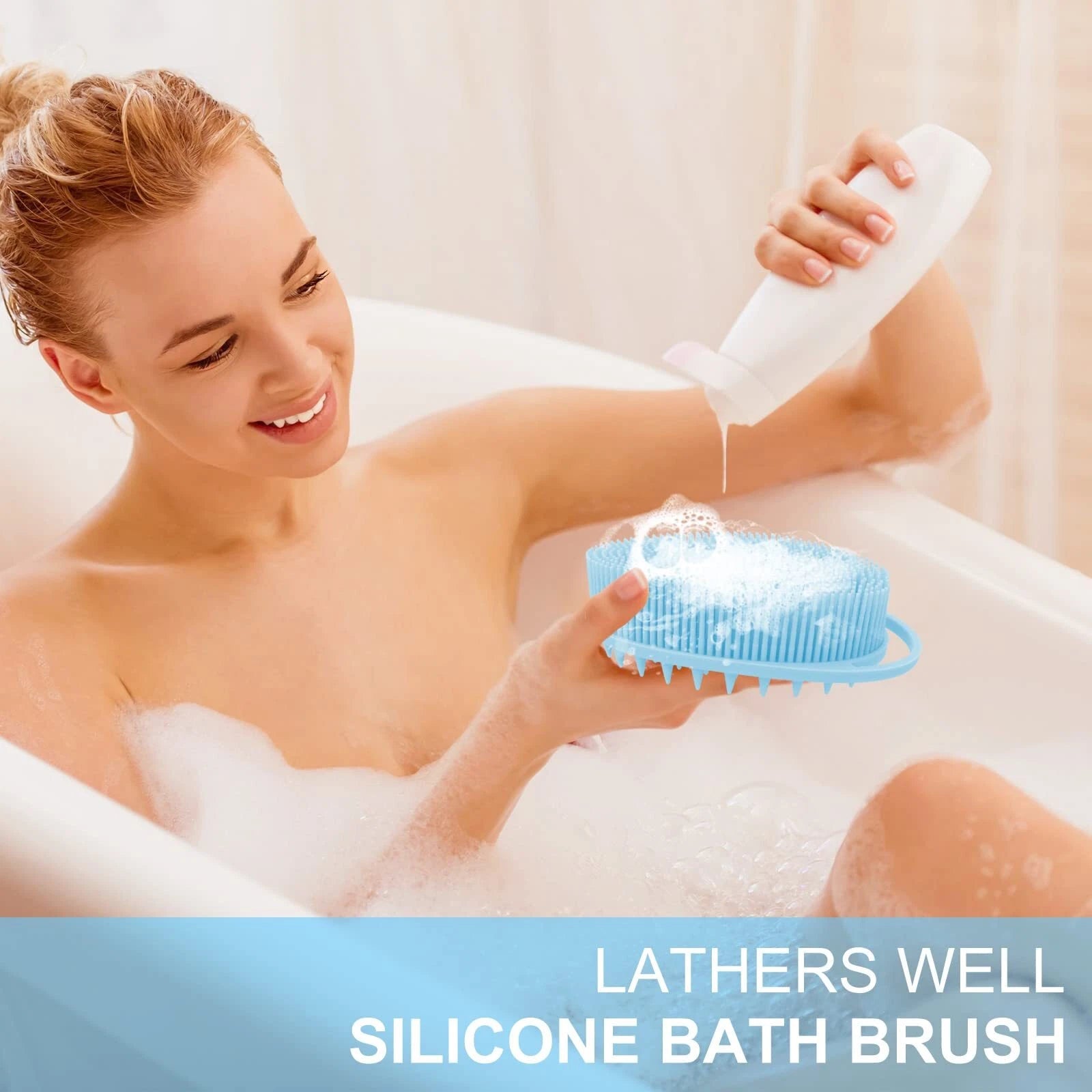 2-In-1 Silicone Body Scrubber and Hair Shampoo Brush Exfoliating Body Scrub 1Pc