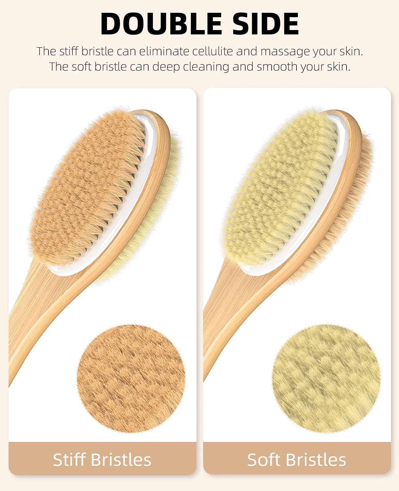 Metene Shower Brush with Soft and Stiff Bristles, Bath Dual-Sided Long Handle...
