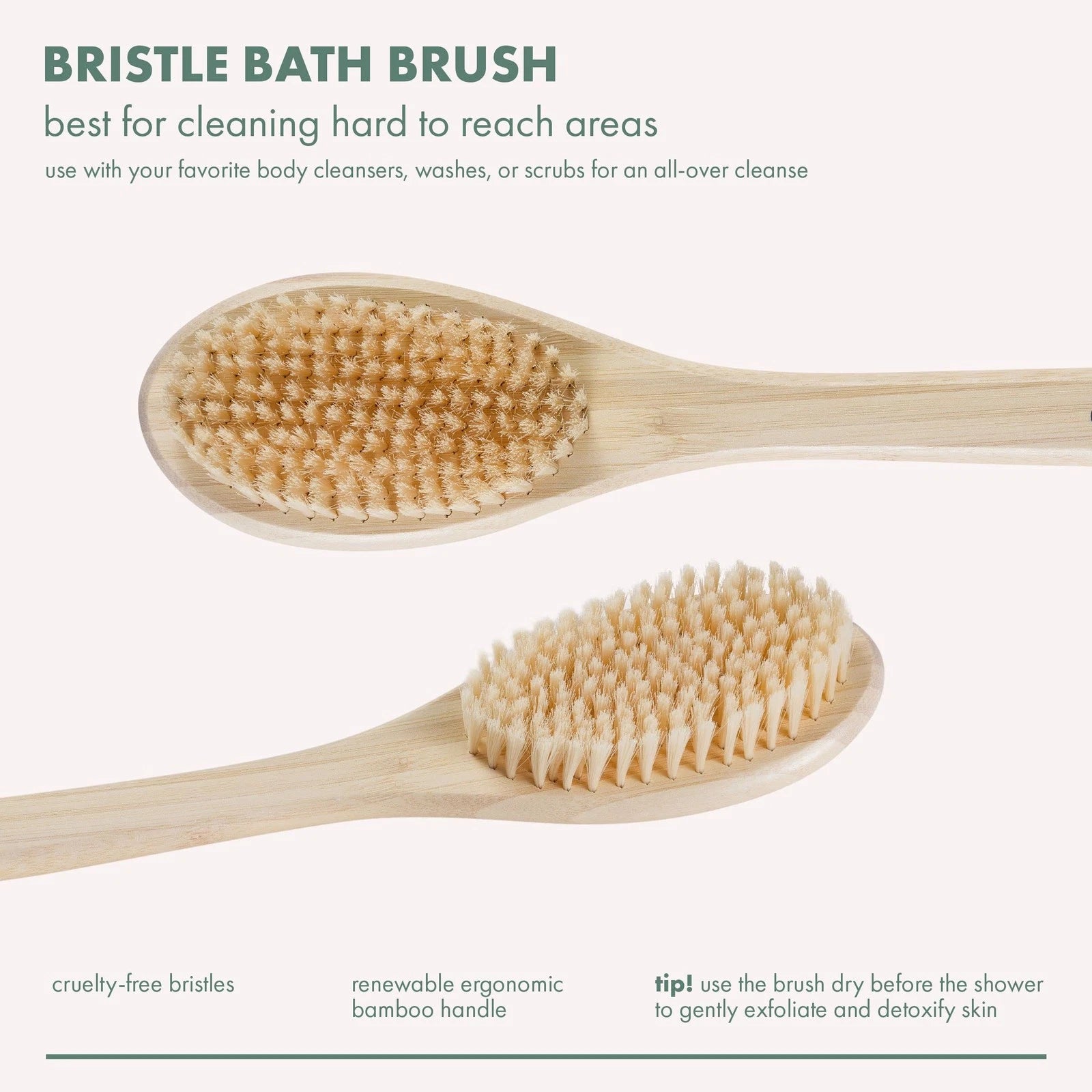 Bath Bristle Brush Bath Brush with Long Handle Cleanse Back Hard-to-Reach Areas
