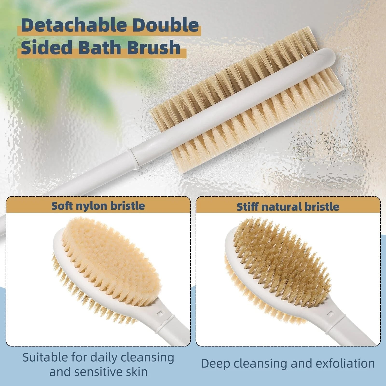 20.5" Back Bath Brush Long Handle for Shower for Men and Women