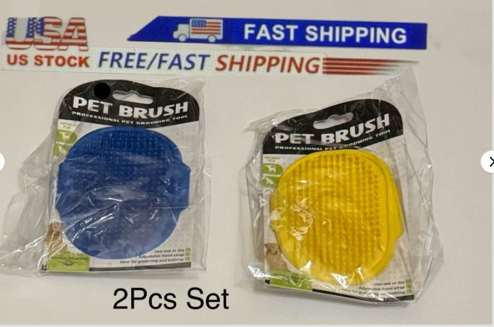 Silicon Bath Pet Body Brush Hair Shower Scrubber Gel Dispenser Soft Massager2PCS
