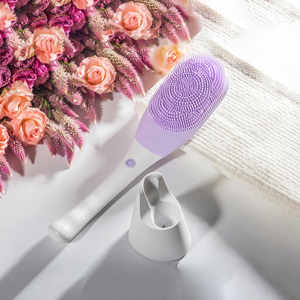 Electric Massage Body Bath Brush Silicone Shower Brush Waterproof Back Scrubber