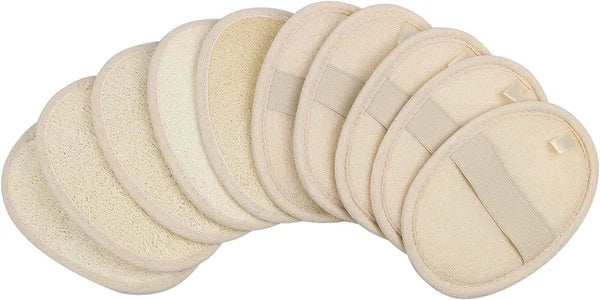 10-Pack Natural Loofah & Terry Cloth Exfoliating Body Scrubbers – Shower