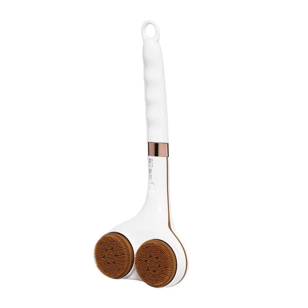 Electric Rechargeable Body Brush Back Scrubber Shower Brush Long Handle - 2 Head