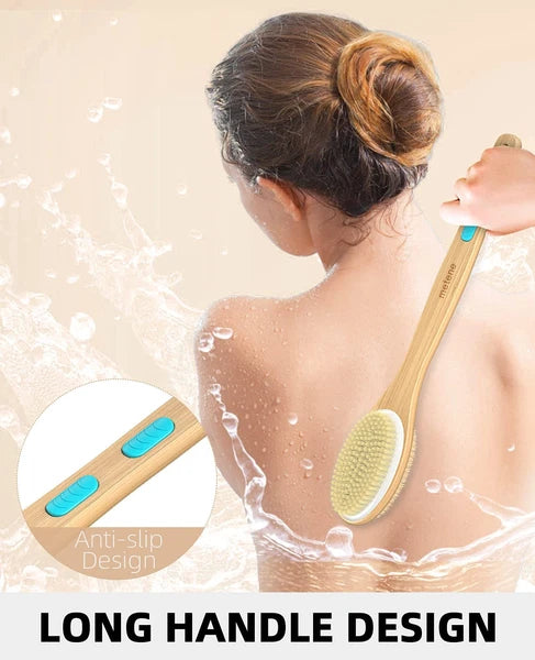 Metene Shower Brush with Soft and Stiff Bristles, Bath Dual-Sided Long Handle...