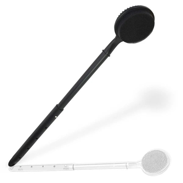 24 Inches Adjustable Bath Brush Long Handle for Shower，Dual-Sided Silicone Ba...