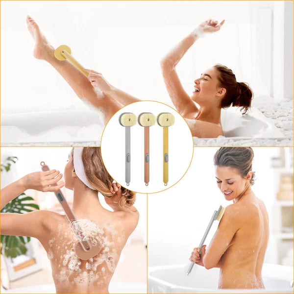 Long Handle Bath Shower Brush, Back Scrubber Body Exfoliator Clean Sponge Brush