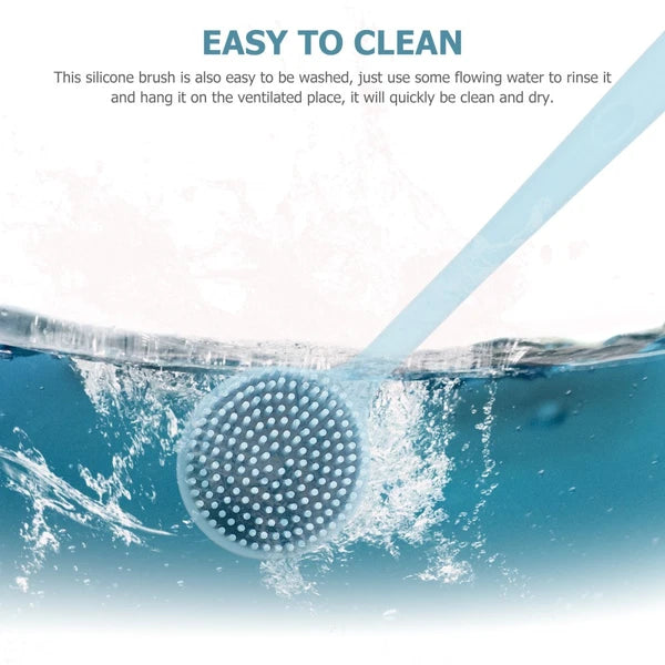 Silicone Bath Brush Man Back Cleaning Scrubber Long Handle Shower for