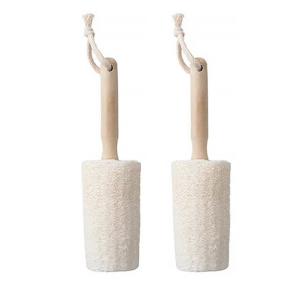 2Pcs Loofah Body Brush with Handle for Exfoliating Bathing