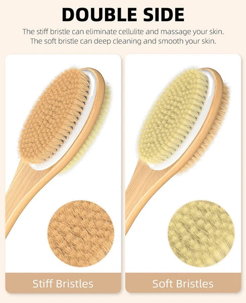 Metene Shower Brush with Soft and Stiff Bristles, Bath Dual-Sided Long Handle...