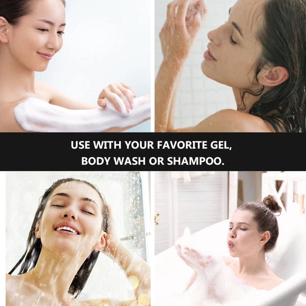 Exfoliating Bath Scrubber Long Handle Sponge Brush for Back and Elbows