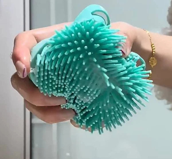 Pet Dog Cat Silicone Soft Massage Bath Brush Scrubber Shampoo Dispenser