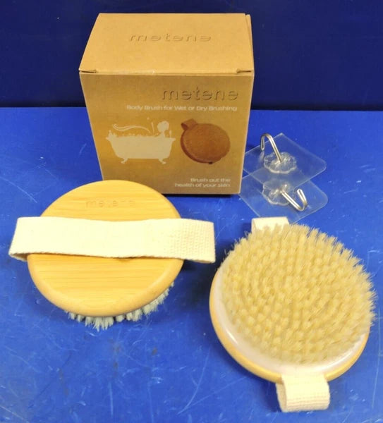 NEW 2 Pack Metene Body Brushes / Soft and Stiff Brushing / Wet or Dry / SEALED