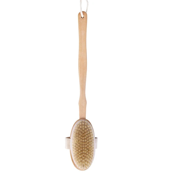 Natural Bristle Body Brush - Wooden Dry Skin Exfoliator & Shower Spa Scrubber US