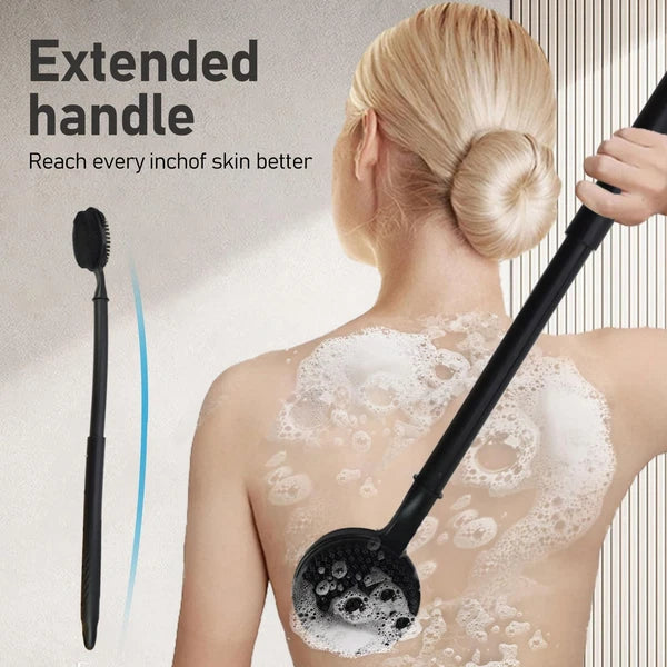 24 Inches Adjustable Bath Brush Long Handle for Shower，Dual-Sided Silicone Ba...