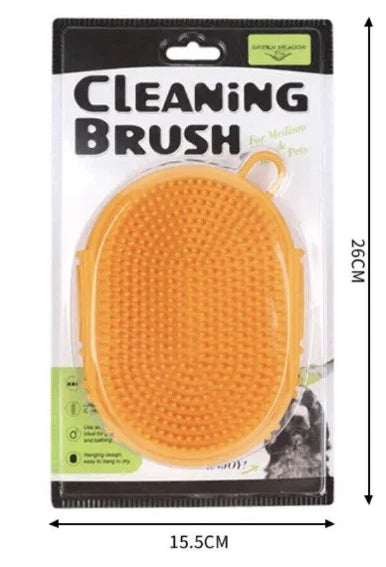 Silicon Bath Pet Body Brush Hair Shower Scrubber Gel Dispenser Soft Massager2PCS