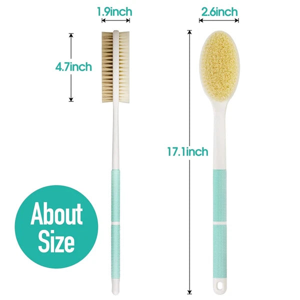 Back Scrubber for Shower Long Handle Body Brush Soft & Stiff Bristles Exfoliate