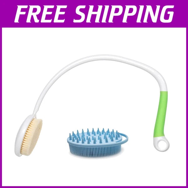 Ergonomic U-Shaped Back Bath Brush with Dual-Sided Silicone Scrubber for Comfort
