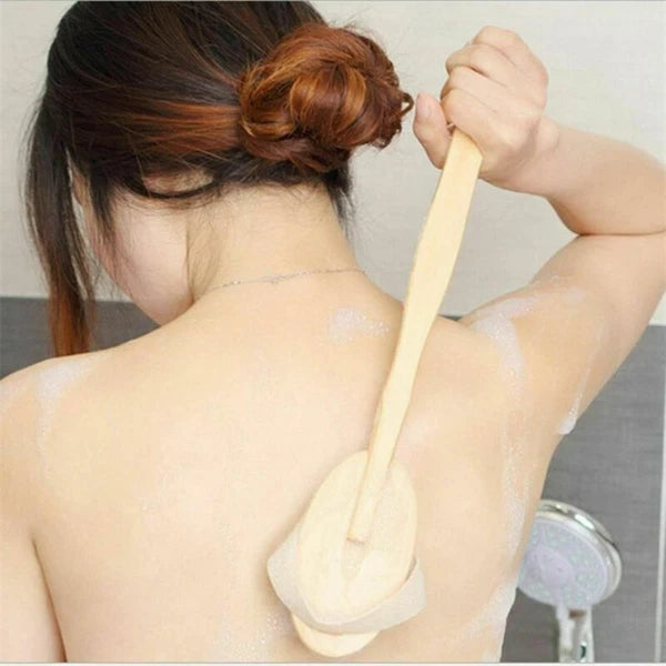 Durable Natural Long-Handled Bath Shower Body Back Dry Skin Spa Scrubber Brush B