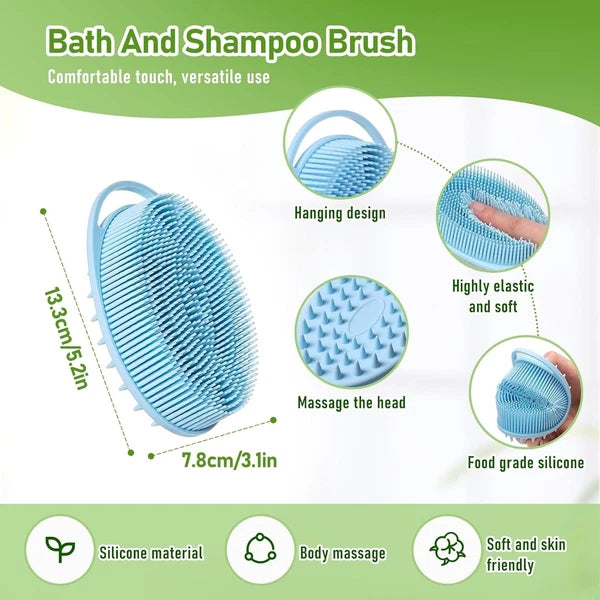 Ergonomic U-Shaped Back Bath Brush with Dual-Sided Silicone Scrubber for Comfort