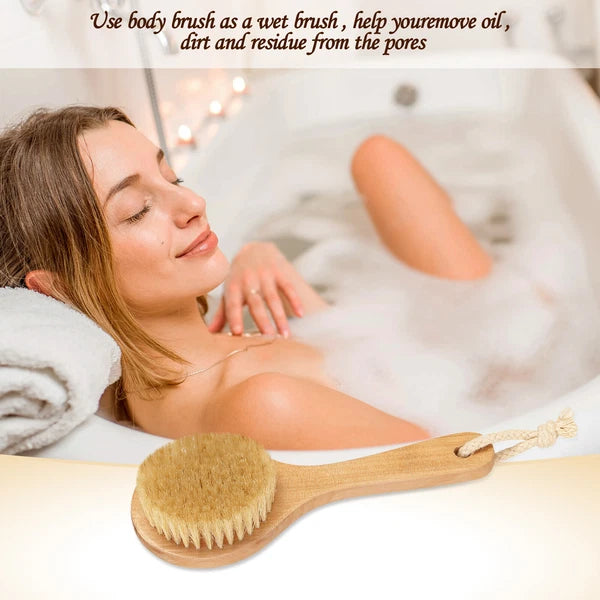 Dry Brushing Body Brush Wood Shower Bath Back Brush Skin Massage Scrubber Spa