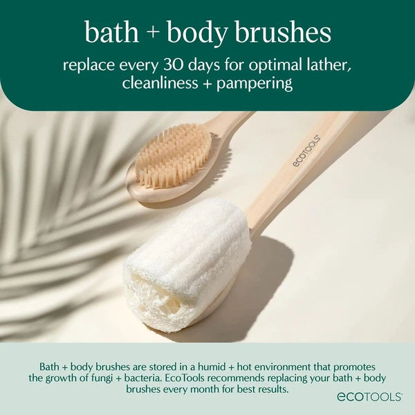 Ecopouf Bath Brush, Loofah Brush for Bath & Shower, Made with Long Handle & Recy