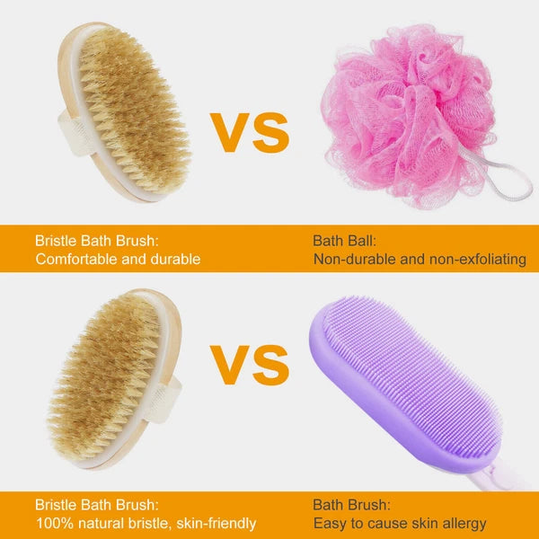 15inch Long Handle Wooden Back Scrubber Body Shower Spa Bath Exfoliating Brush