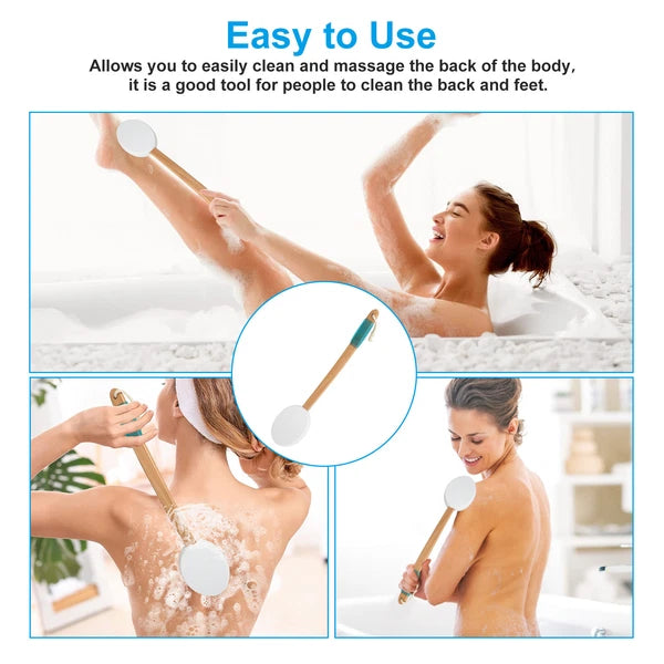 Back Lotion Applicator, for Body Skin Cream, Bath Brush with 3 Replaceable Pads