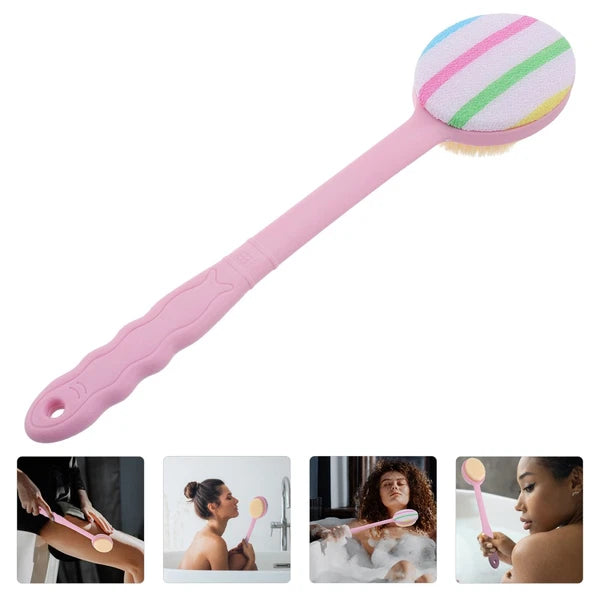 Shower Back Brush with Handle Non- Plastic Handle Back Scrubber Back Br